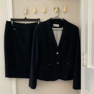 Calvin Klein Navy Blue Suit Jacket And Skirt Set, Sz 12